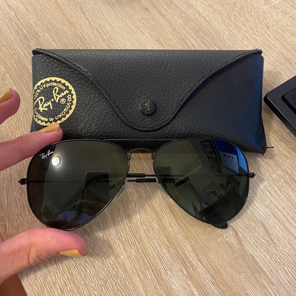All Black Aviator Ray Ban Sunglasses